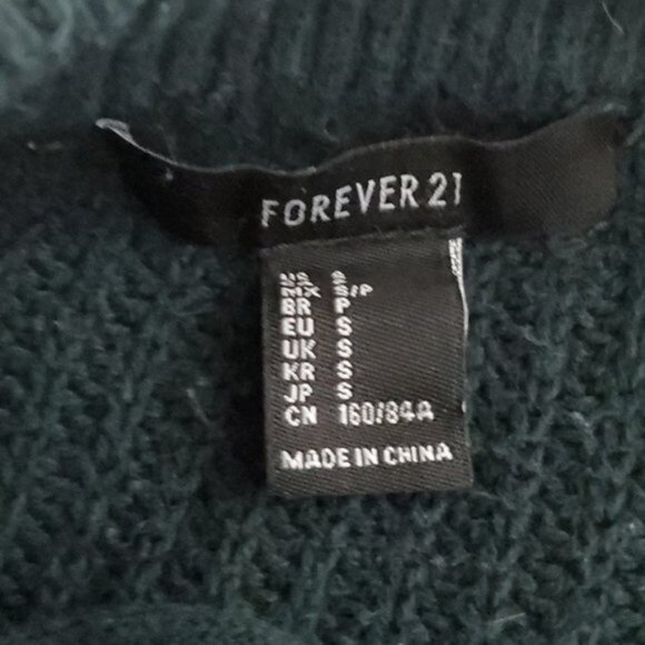 Hunter Green Ring Neck Strappy Front Knit Sweater- S - Picture 7 of 12